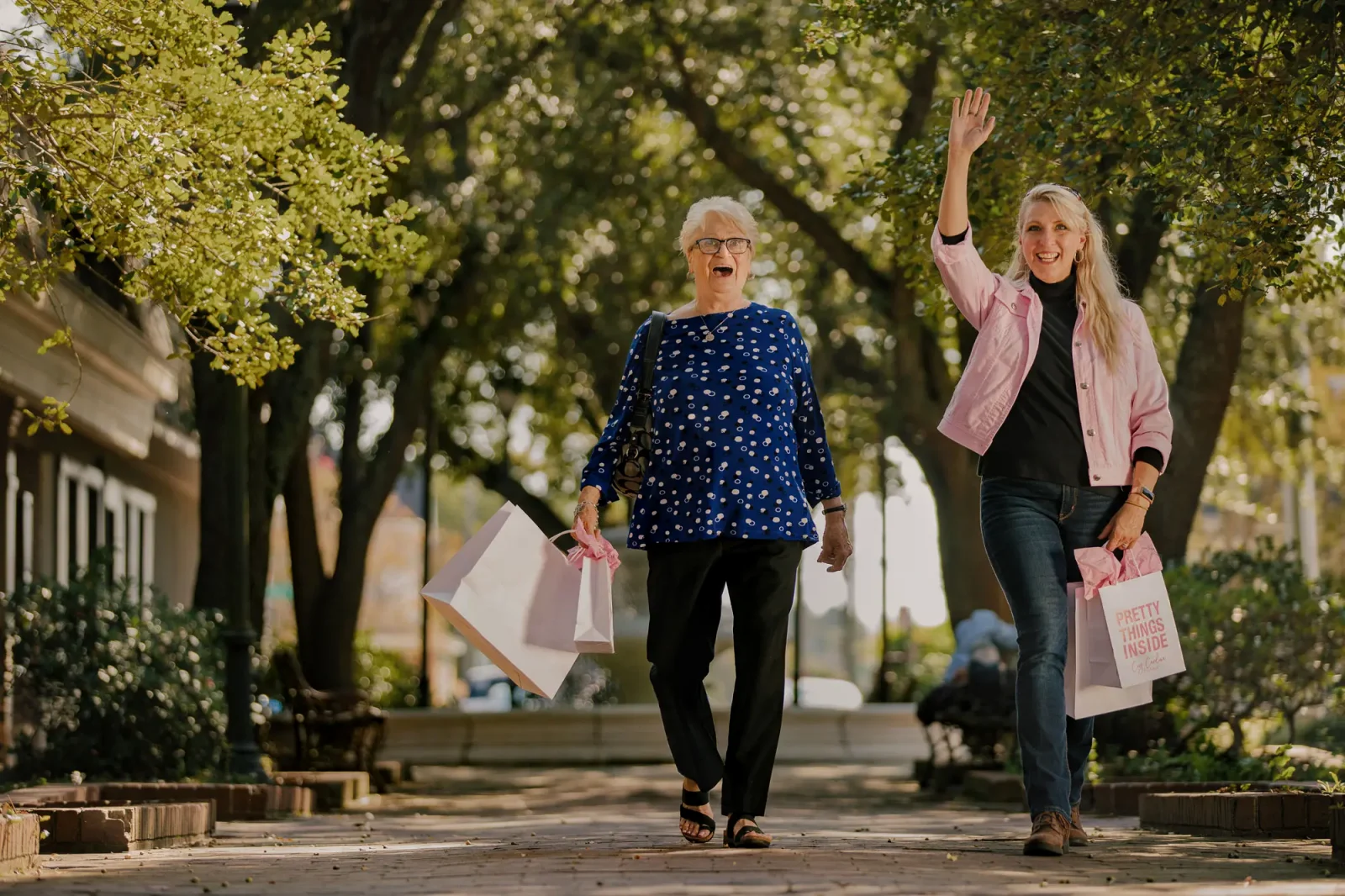 Two women shopping downtown in Elizabeth City, NC