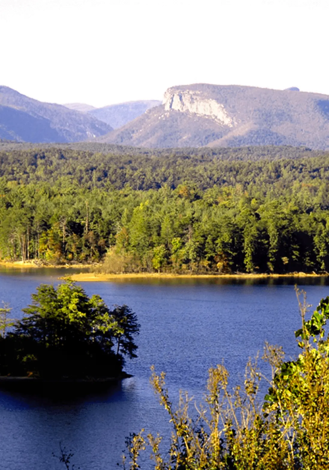 Shortoff Mountain looms in the background of Lake James in North Carolina